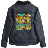 Bees And Sunflower Seamless Pattern Unisex Sherpa-lined Denim Jacket | Artistshot