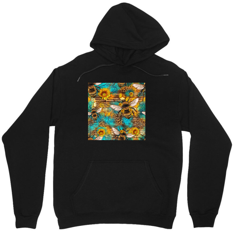 Bees And Sunflower Seamless Pattern Unisex Hoodie | Artistshot