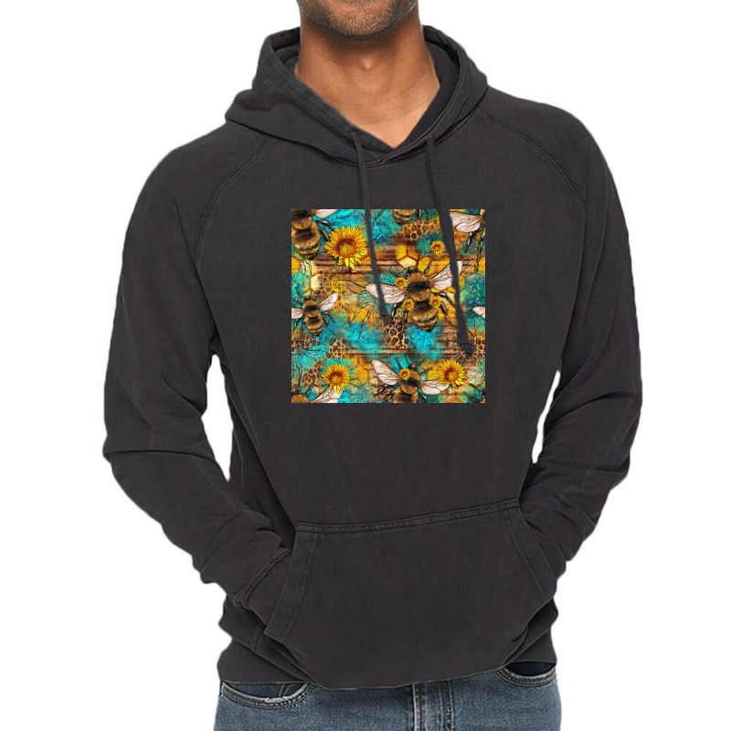 Bees And Sunflower Seamless Pattern Vintage Hoodie | Artistshot