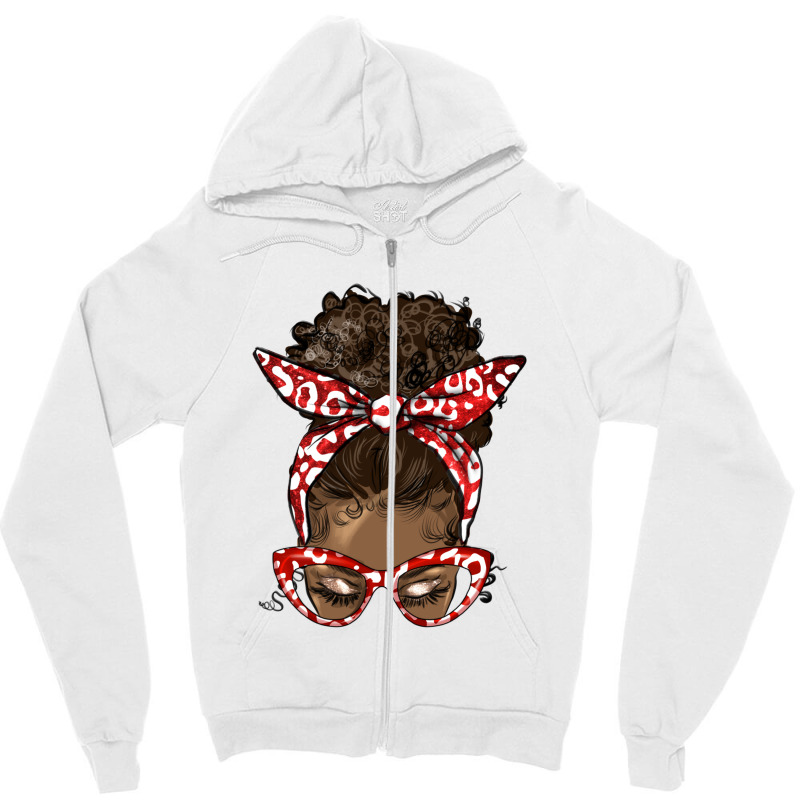 Soror Colors Red And White Messy Bun Zipper Hoodie by HRA Design Shop | Artistshot