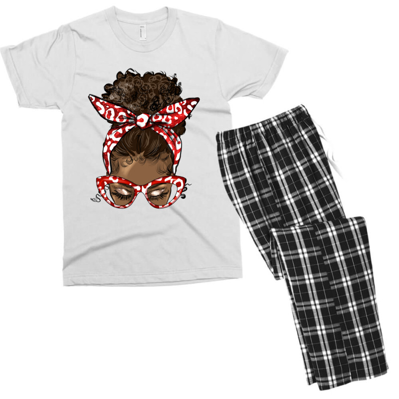 Soror Colors Red And White Messy Bun Men's T-shirt Pajama Set by HRA Design Shop | Artistshot