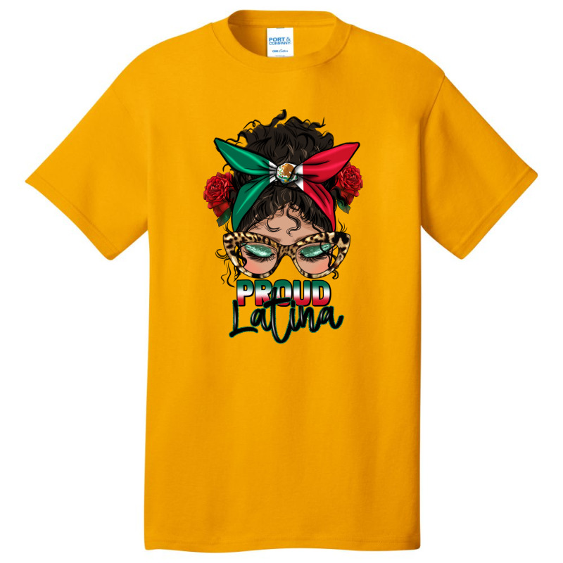 Proud Latina Messy Bun Basic T-shirt by HRA Design Shop | Artistshot