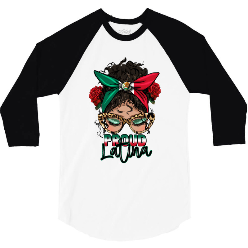 Proud Latina Messy Bun 3/4 Sleeve Shirt by HRA Design Shop | Artistshot