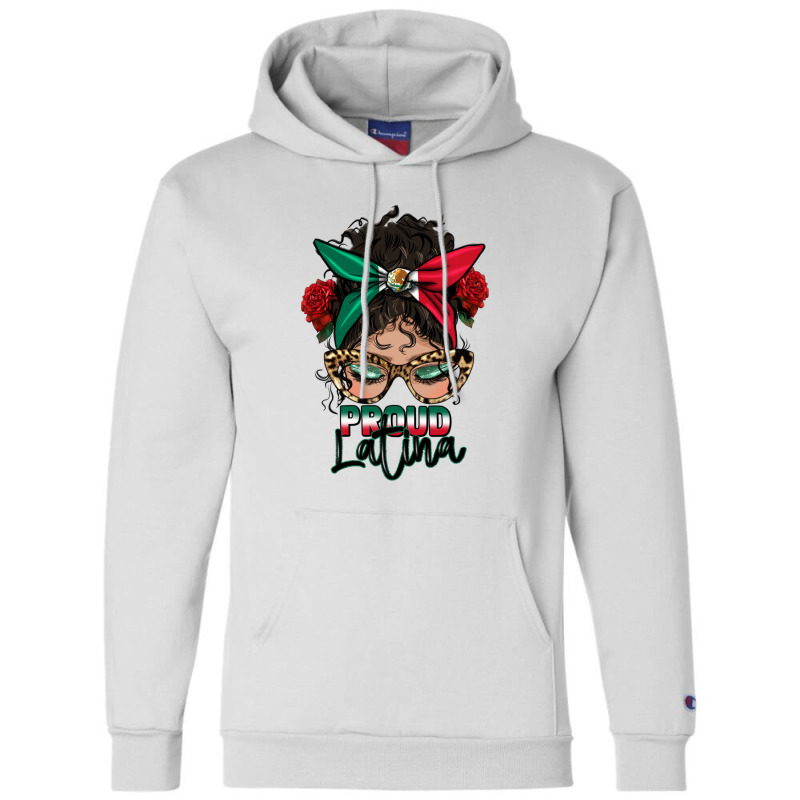 Proud Latina Messy Bun Champion Hoodie by HRA Design Shop | Artistshot