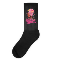 Breast Cancer Awareness Black Woman Warrior Support Believe Socks | Artistshot