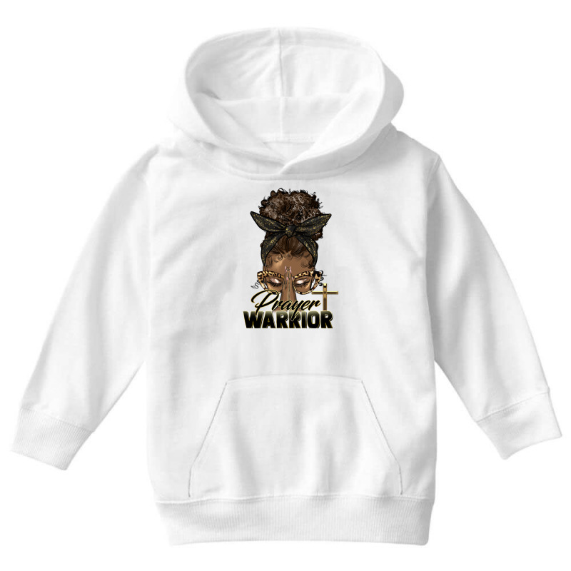 Prayer Warrior Afro Messy Bun Youth Hoodie | Artistshot