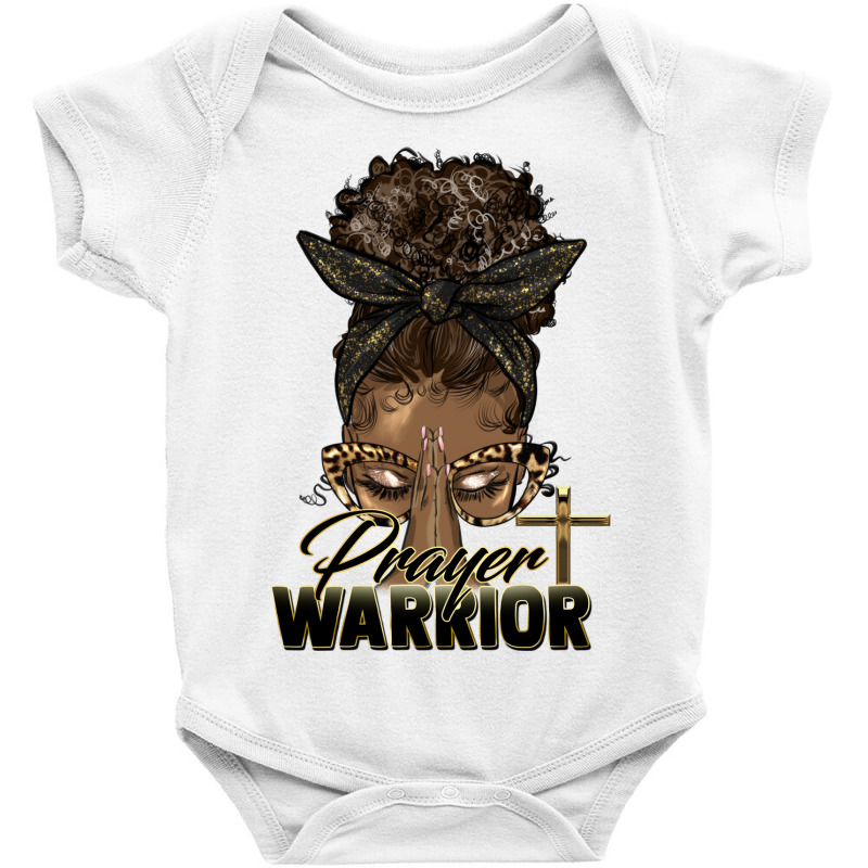 Prayer Warrior Afro Messy Bun Baby Bodysuit | Artistshot