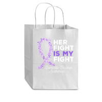 Her Fight Is My Fight   Domestic Violence Awareness Ribbon T Shirt Cub Paper Bag - 8 X 4 1/2 X 10 1/4 | Artistshot