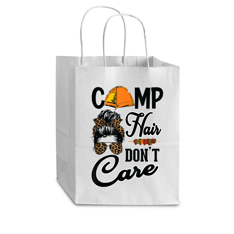 Ladies Camp Hair Don't Care Funny Outdoors Women Teen Girls T Shirt Cub Paper Bag - 8 X 4 1/2 X 10 1/4 | Artistshot