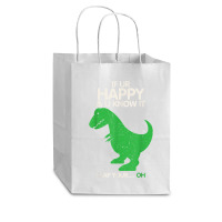 If You're Happy And You Know It Clap Funny T Rex Dinosaur T Shirt Cub Paper Bag - 8 X 4 1/2 X 10 1/4 | Artistshot