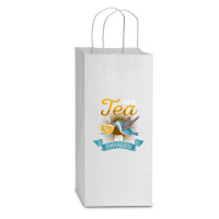 Hummingbird Lover Flowers I Run On Tea And Hummingbirds T Shirt Double Wine Paper Bag - 6 1/2 X 3 1/2 X 12 3/8 | Artistshot