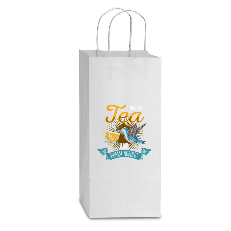 Hummingbird Lover Flowers I Run On Tea And Hummingbirds T Shirt Double Wine Paper Bag - 6 1/2 X 3 1/2 X 12 3/8 | Artistshot