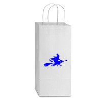 Witch Broom Flying Halloween Double Wine Paper Bag - 6 1/2 X 3 1/2 X 12 3/8 | Artistshot