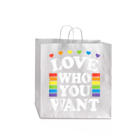 Love Who You Want Rainbow Lgbtq Heart Price Proud Rainbow T Shirt Jumbo Paper Bag - 18 X 7 X 18 3/4 | Artistshot