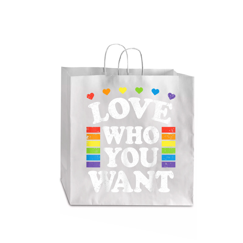 Love Who You Want Rainbow Lgbtq Heart Price Proud Rainbow T Shirt Jumbo Paper Bag - 18 X 7 X 18 3/4 | Artistshot