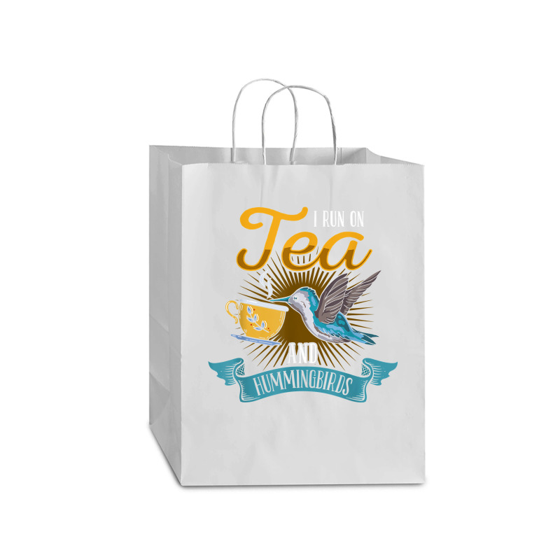 Hummingbird Lover Flowers I Run On Tea And Hummingbirds T Shirt Mart Paper Bag -13 X 7 X 17 | Artistshot