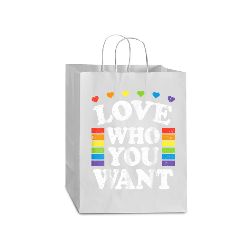 Love Who You Want Rainbow Lgbtq Heart Price Proud Rainbow T Shirt Mart Paper Bag -13 X 7 X 17 | Artistshot