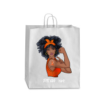 Womens Ms Warrior Fighter Support Multiple Sclerosis Awareness T Shirt Queen Paper Bag - 16 X 6 X 19 1/4 | Artistshot