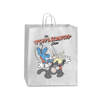 Us The Simpsons Itchy & Scratchy Hammer 01 Heather Grey H Pullover Hoo Queen Paper Bag - 16 X 6 X 19 1/4 | Artistshot