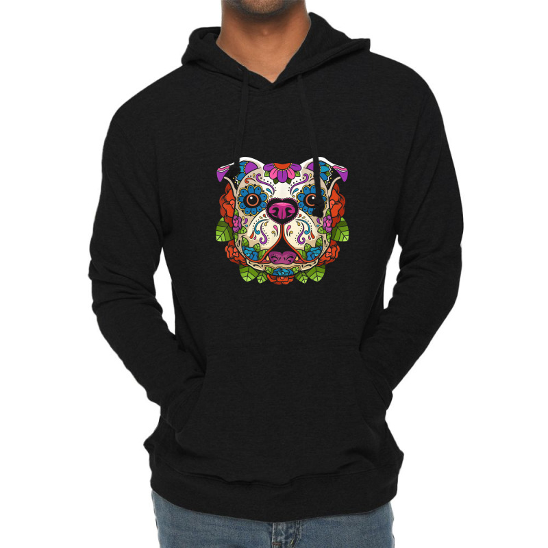 English Bulldog Sugar Skull Dog Calavera Dia De Los Muertos T Shirt Lightweight Hoodie by Vivu991 | Artistshot