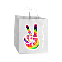 Hand Peace Sign Take Out Paper Bag - 14 X 10 X 15 1/2 | Artistshot