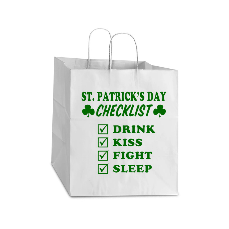 St Patrick Day Checklist Take Out Paper Bag - 14 X 10 X 15 1/2 | Artistshot