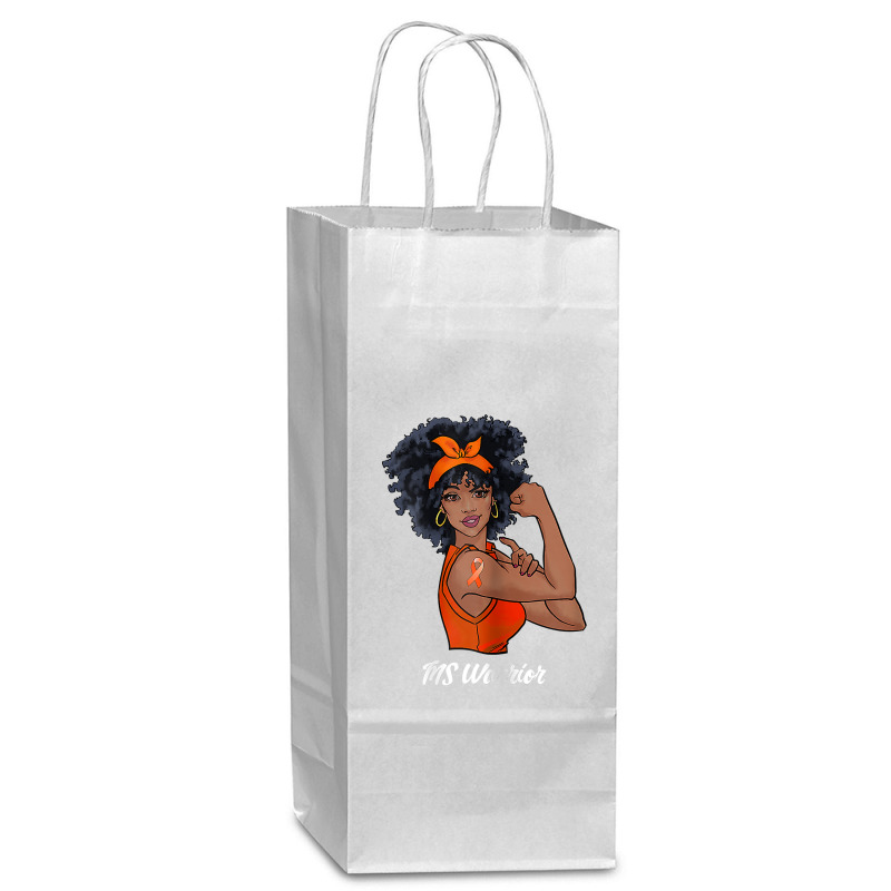 Womens Ms Warrior Fighter Support Multiple Sclerosis Awareness T Shirt Wine Paper Bag - 5 1/2 X 3 1/4 X 13 | Artistshot