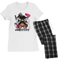 Latino Messy Bun Hairstylist Women's Pajamas Set | Artistshot