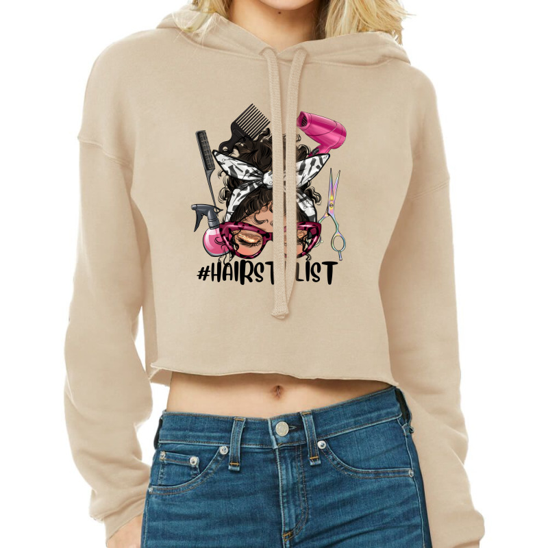 Latino Messy Bun Hairstylist Cropped Hoodie by HRA Design Shop | Artistshot