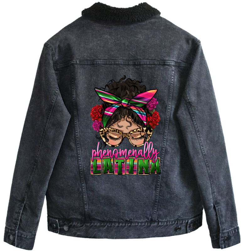 Latina Messy Bun Phenomenally Latina Unisex Sherpa-Lined Denim Jacket by HRA Design Shop | Artistshot