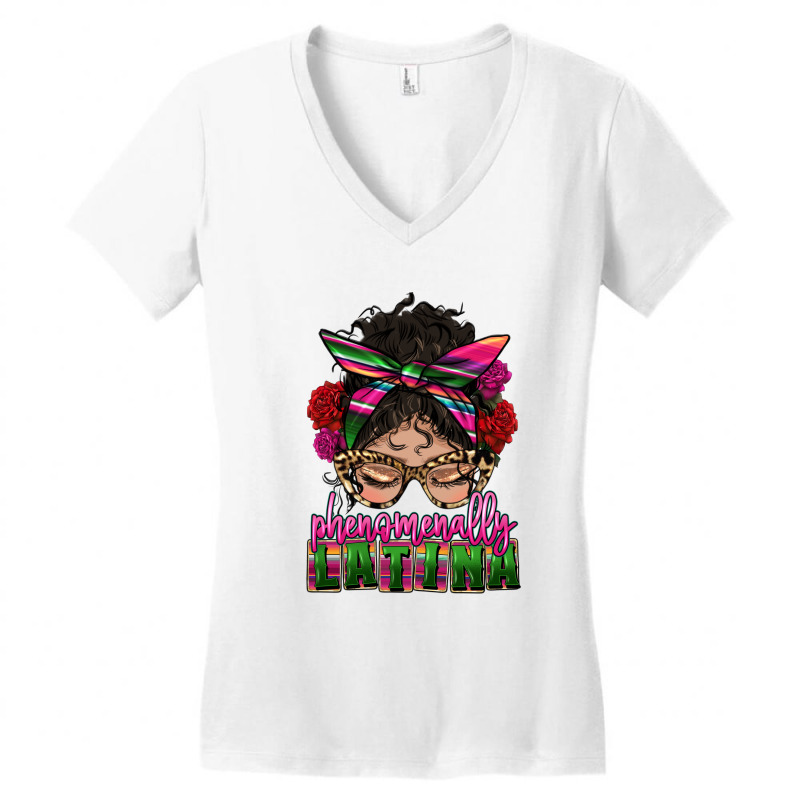 Latina Messy Bun Phenomenally Latina Women's V-Neck T-Shirt by HRA Design Shop | Artistshot