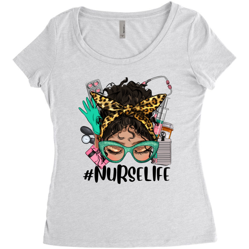 Latina Messy Bun Nurse Life Women's Triblend Scoop T-shirt by HRA Design Shop | Artistshot