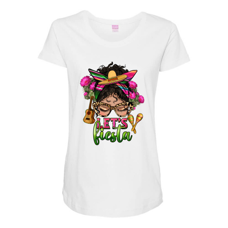 Latina Messy Bun Lets Fiesta Maternity Scoop Neck T-shirt by HRA Design Shop | Artistshot