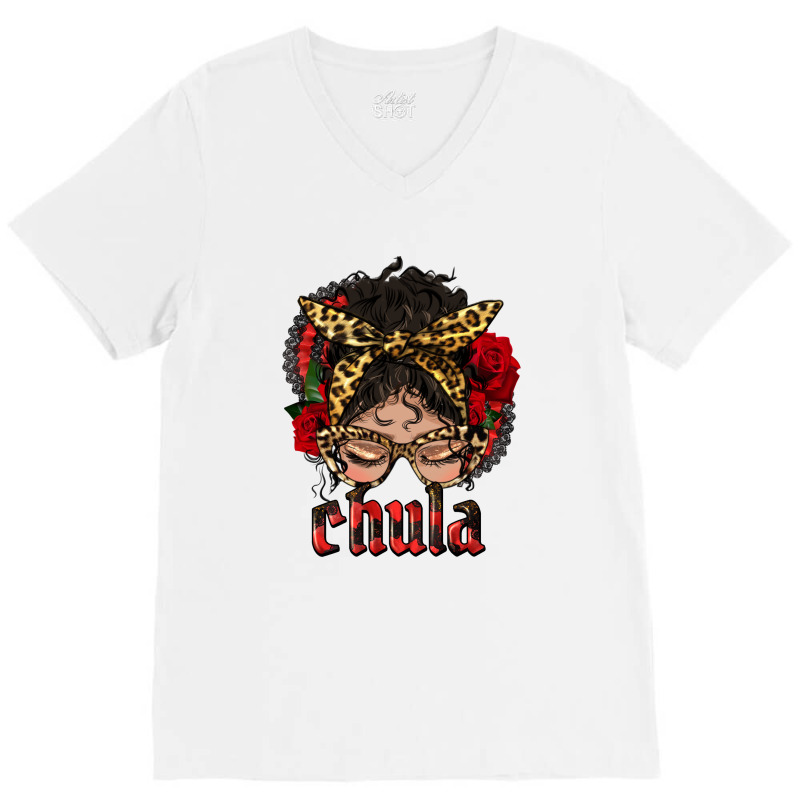 Latina Messy Bun Chula V-Neck Tee by HRA Design Shop | Artistshot