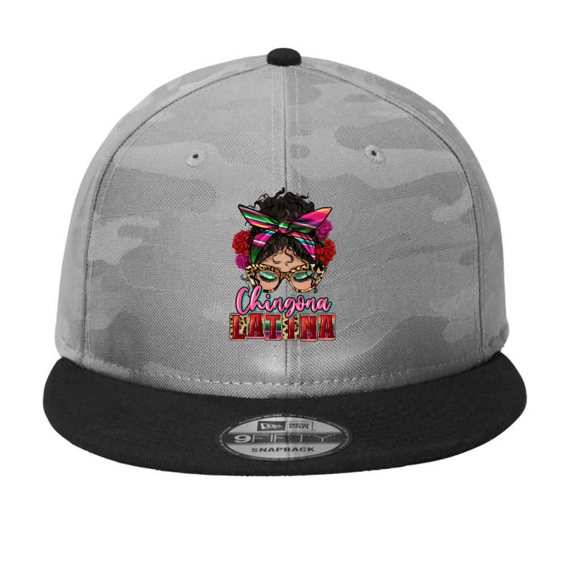 Latina Messy Bun Chingona Latina Camo Snapback by HRA Design Shop | Artistshot