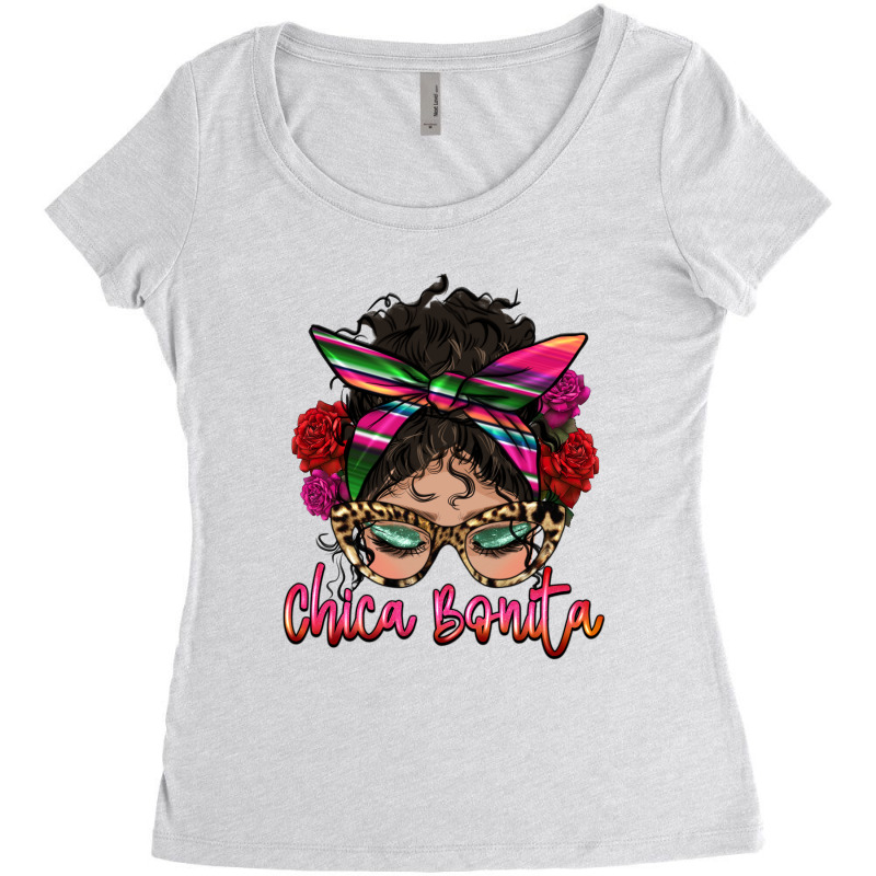 Latina Messy Bun Chica Bonita Women's Triblend Scoop T-shirt by HRA Design Shop | Artistshot