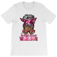 Breast Cancer Warrior Afro Messy Bun Gray Hair T-shirt | Artistshot