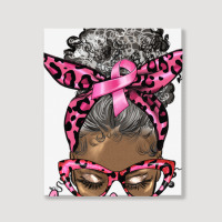 Breast Cancer Warrior Afro Messy Bun Gray Hair Portrait Canvas Print | Artistshot