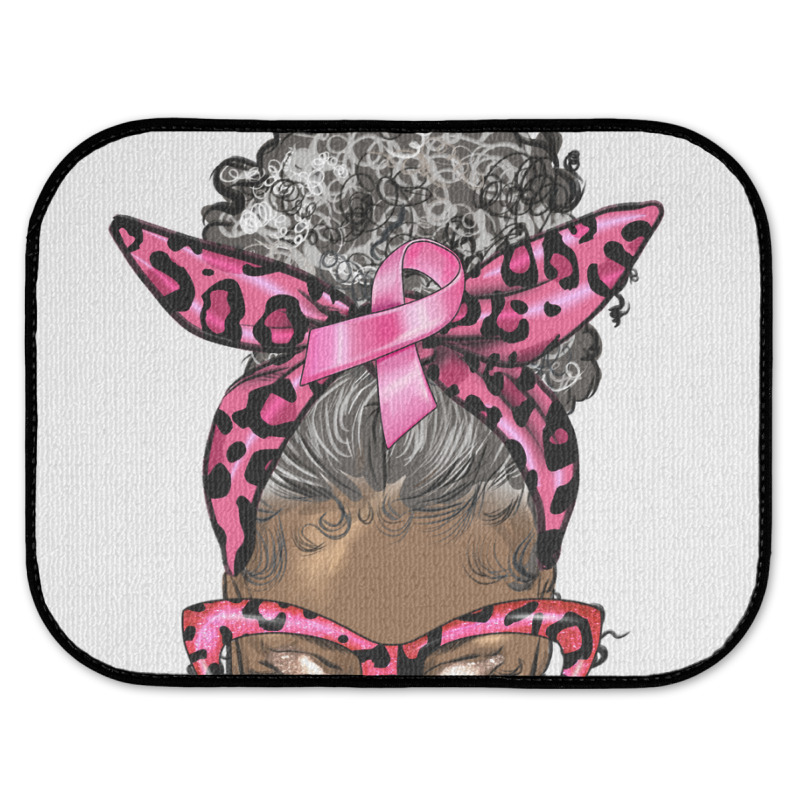 Breast Cancer Warrior Afro Messy Bun Gray Hair Rear Car Mat | Artistshot