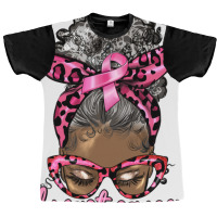 Breast Cancer Warrior Afro Messy Bun Gray Hair Graphic T-shirt | Artistshot