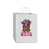 Breast Cancer Warrior Afro Messy Bun Gray Hair Mart Paper Bag -13 X 7 X 17 | Artistshot