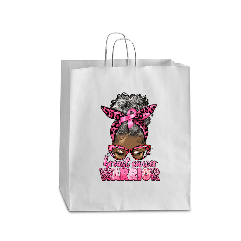 Breast Cancer Warrior Afro Messy Bun Gray Hair Queen Paper Bag - 16 X 6 X 19 1/4 | Artistshot