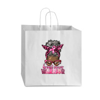 Breast Cancer Warrior Afro Messy Bun Gray Hair Vogue Paper Bag - 16 X 6 X 12 | Artistshot