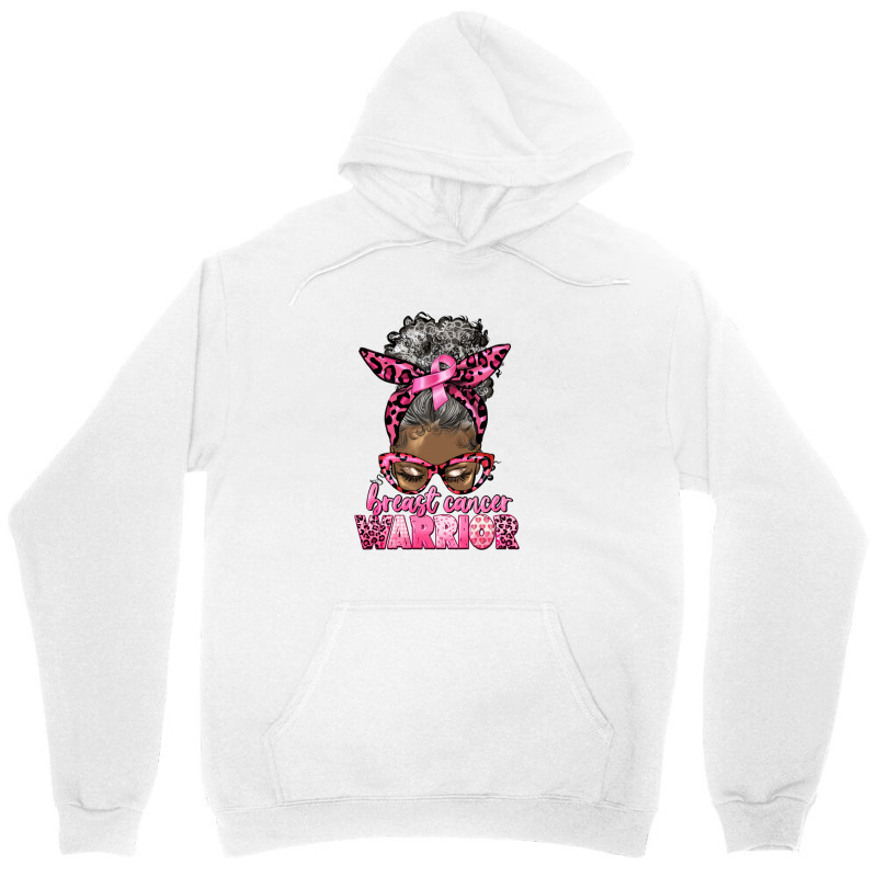 Breast Cancer Warrior Afro Messy Bun Gray Hair Unisex Hoodie | Artistshot