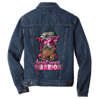 Breast Cancer Warrior Afro Messy Bun Gray Hair Men Denim Jacket | Artistshot