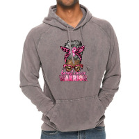 Breast Cancer Warrior Afro Messy Bun Gray Hair Vintage Hoodie | Artistshot