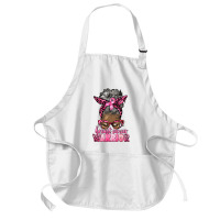 Breast Cancer Warrior Afro Messy Bun Gray Hair Medium-length Apron | Artistshot