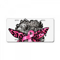 Breast Cancer Warrior Afro Messy Bun Gray Hair License Plate | Artistshot