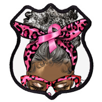 Breast Cancer Warrior Afro Messy Bun Gray Hair Shield Patch | Artistshot