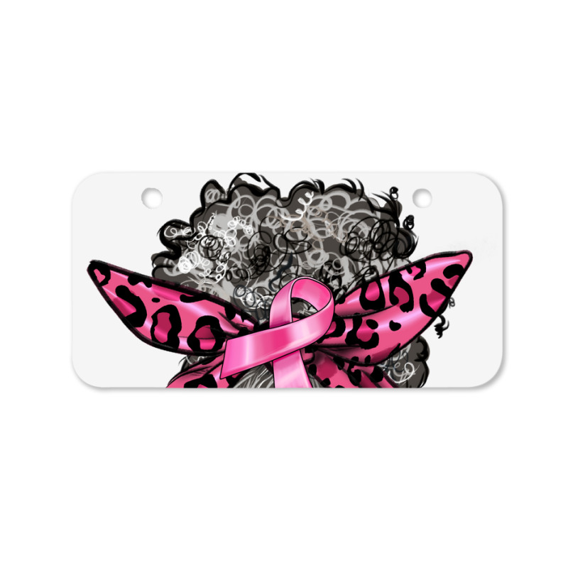 Breast Cancer Warrior Afro Messy Bun Gray Hair Bicycle License Plate | Artistshot